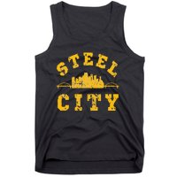 Pittsburgh Steel City Skyline Bridges 412 Home Vintage Tank Top