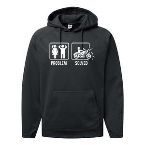 Problem Solved Couple Motorcycle Biker Rider Motorbike Performance Fleece Hoodie