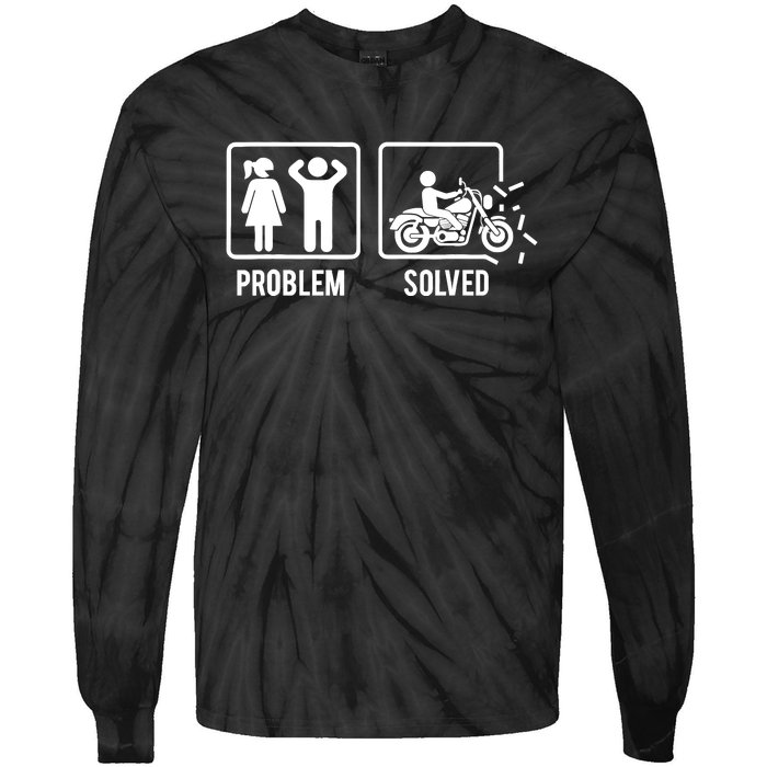 Problem Solved Couple Motorcycle Biker Rider Motorbike Tie-Dye Long Sleeve Shirt