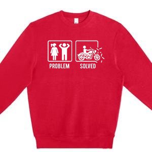 Problem Solved Couple Motorcycle Biker Rider Motorbike Premium Crewneck Sweatshirt