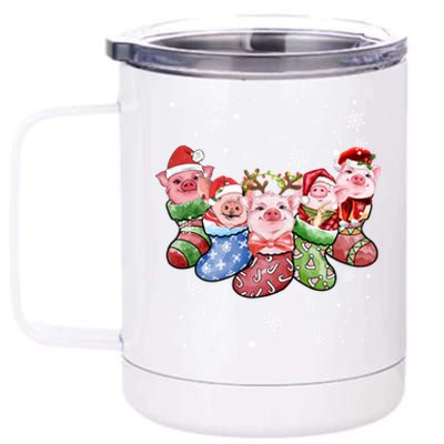 Pig Socks Christmas Ugly Pig Merry Christmas Meaningful Gift 12 oz Stainless Steel Tumbler Cup