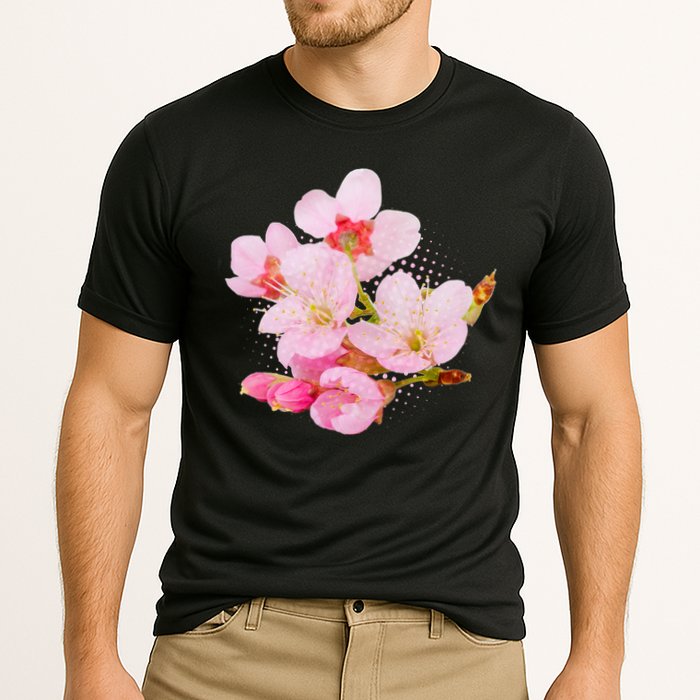 Pink Springtime Cherry Blossoms Sakura Cooling Performance Crew T-Shirt