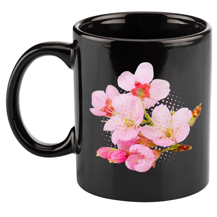 Pink Springtime Cherry Blossoms Sakura 11oz C Handle Ceramic Mug