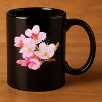 Pink Springtime Cherry Blossoms Sakura 11oz C Handle Ceramic Mug