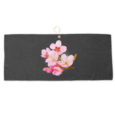 Pink Springtime Cherry Blossoms Sakura Large Microfiber Waffle Golf Towel