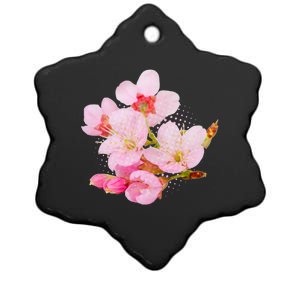 Pink Springtime Cherry Blossoms Sakura Ceramic Star Ornament