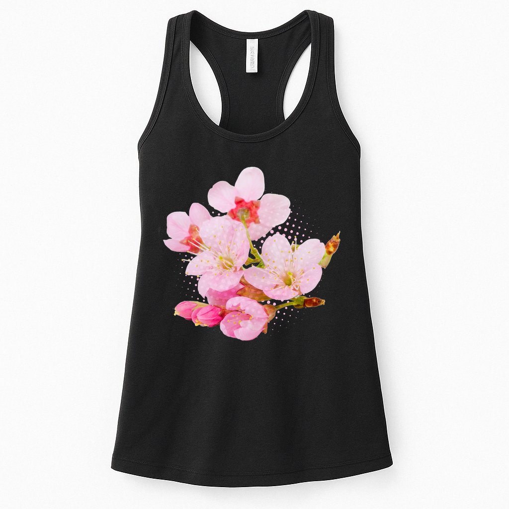 Pink Springtime Cherry Blossoms Sakura Womens Tank Top