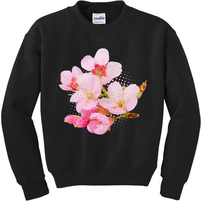 Pink Springtime Cherry Blossoms Sakura Kids Sweatshirt