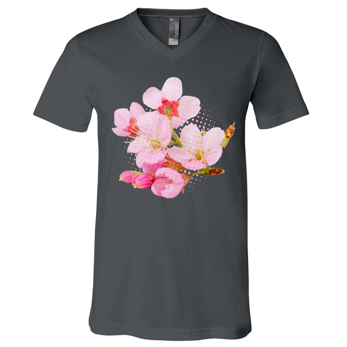 Pink Springtime Cherry Blossoms Sakura V-Neck T-Shirt