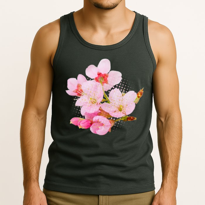 Pink Springtime Cherry Blossoms Sakura Tank Top