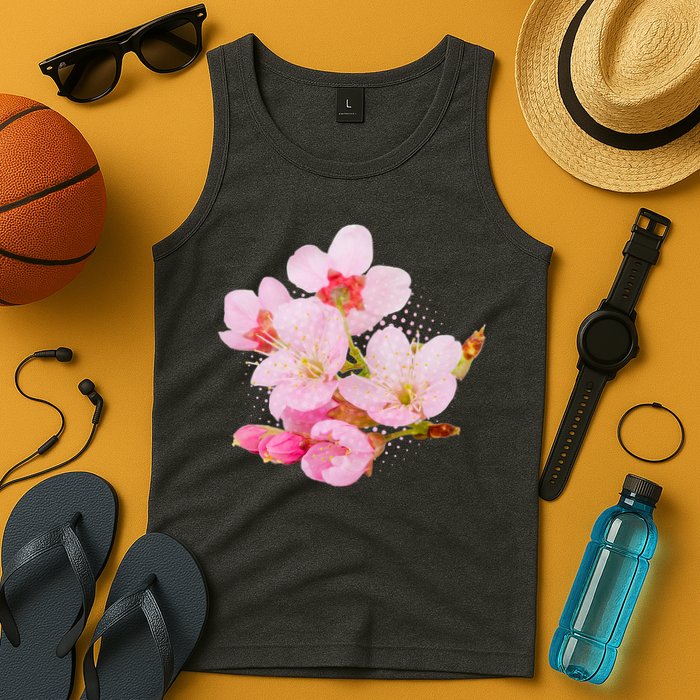 Pink Springtime Cherry Blossoms Sakura Tank Top