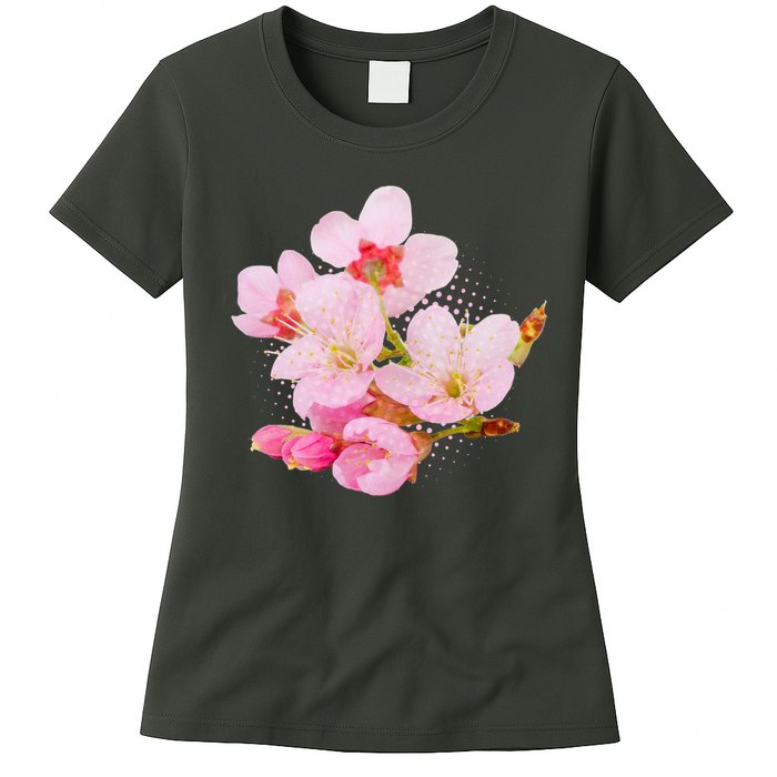 Pink Springtime Cherry Blossoms Sakura Womens T-Shirt