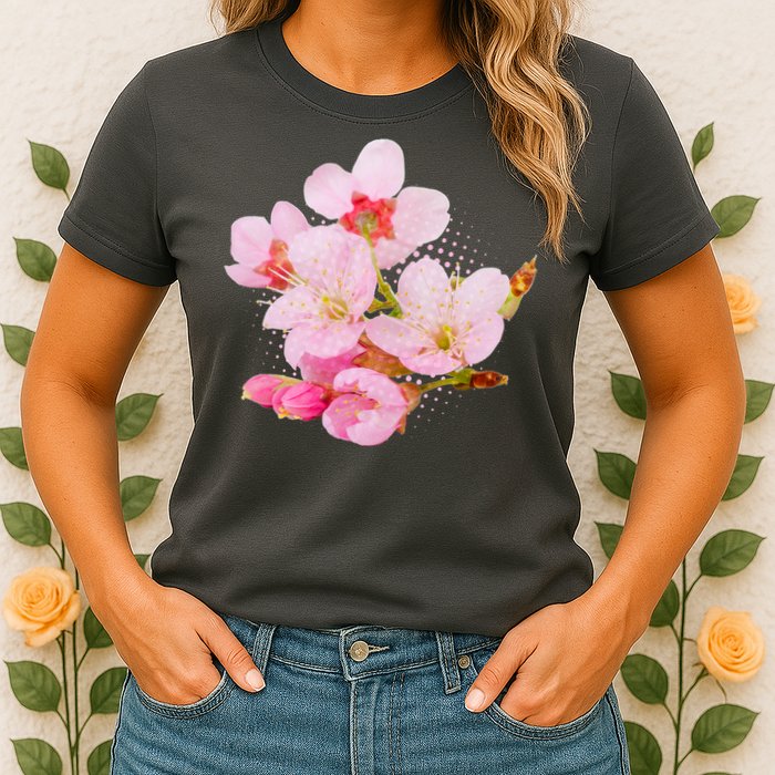Pink Springtime Cherry Blossoms Sakura Womens T-Shirt
