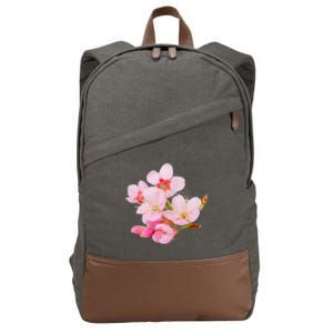 Pink Springtime Cherry Blossoms Sakura Cotton Canvas Backpack