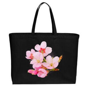 Pink Springtime Cherry Blossoms Sakura Cotton Canvas Jumbo Tote