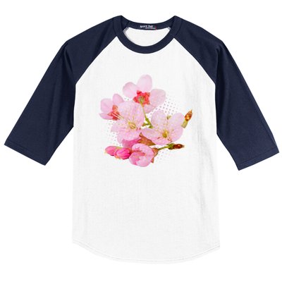 Pink Springtime Cherry Blossoms Sakura Baseball Sleeve Shirt