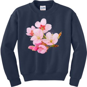 Pink Springtime Cherry Blossoms Sakura Kids Sweatshirt