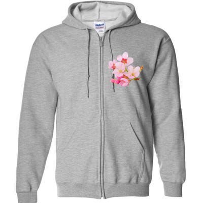 Pink Springtime Cherry Blossoms Sakura Full Zip Hoodie