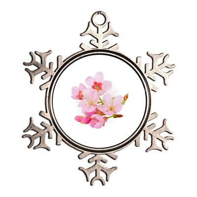 Pink Springtime Cherry Blossoms Sakura Metallic Star Ornament