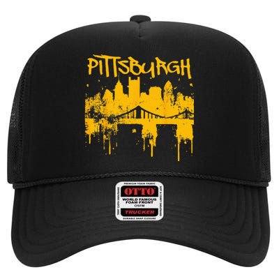 Pittsburgh Sl City Skyline High Crown Mesh Back Trucker Hat