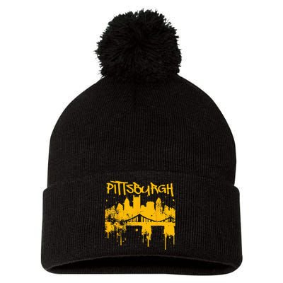 Pittsburgh Sl City Skyline Pom Pom 12in Knit Beanie