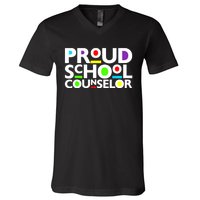 Proud School Counselor Africa Pride Black History Month V-Neck T-Shirt