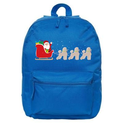 Poodle Santa Christmas Sleigh Funny Poodle Xmas Cool Gift 16 in Basic Backpack