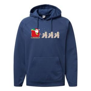 Poodle Santa Christmas Sleigh Funny Poodle Xmas Cool Gift Performance Fleece Hoodie