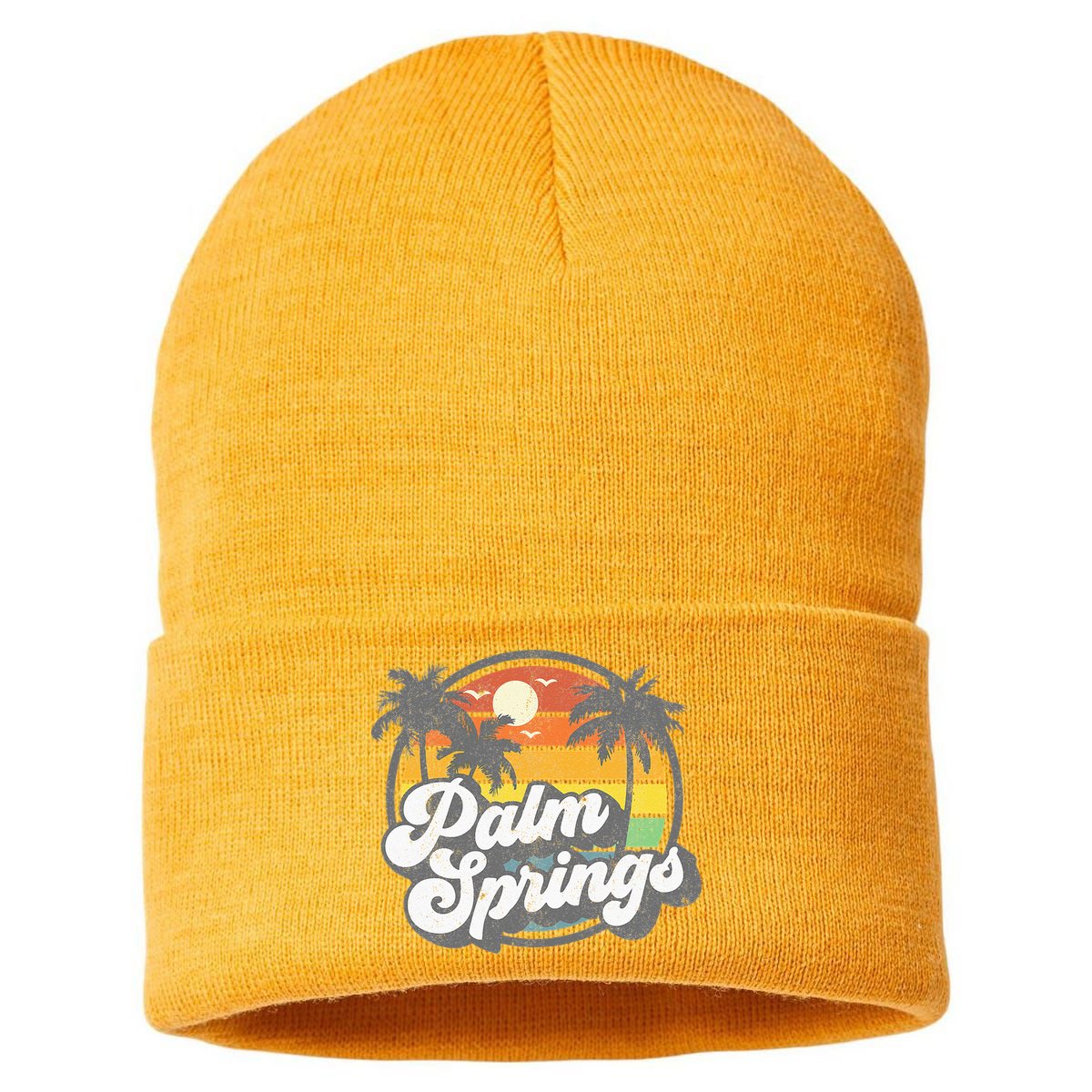 Palm Springs California Beach Retro Vintage Vacation Gift Sustainable Knit Beanie