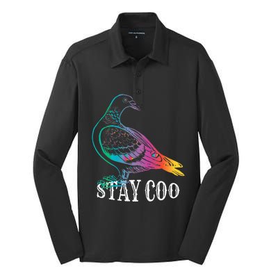 Pigeon Stay Coo Funny Love Pigeons Birds Lover Silk Touch Performance Long Sleeve Polo