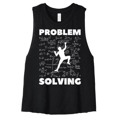 Problem Solving Climber Gift Rock Climbing Bouldering Pun Women's Racerback Cropped Tank