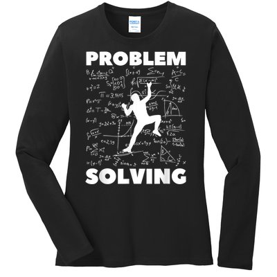 Problem Solving Climber Gift Rock Climbing Bouldering Pun Ladies Long Sleeve Shirt