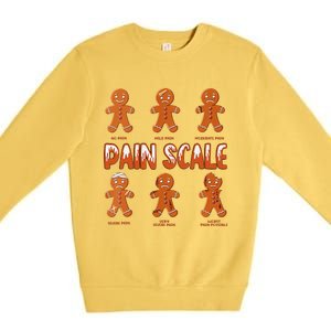 Pain Scale Christmas Nurse Gingerbread Man Pain Assessment Premium Crewneck Sweatshirt