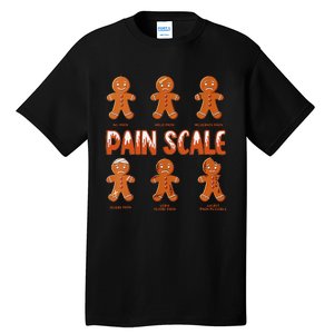 Pain Scale Christmas Nurse Gingerbread Man Pain Assessment Tall T-Shirt