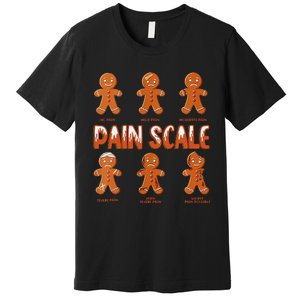 Pain Scale Christmas Nurse Gingerbread Man Pain Assessment Premium T-Shirt