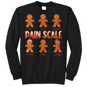 Pain Scale Christmas Nurse Gingerbread Man Pain Assessment Tall Sweatshirt