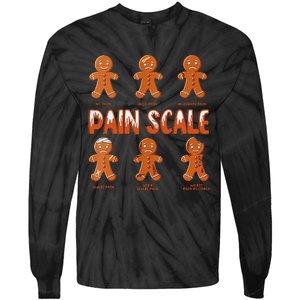 Pain Scale Christmas Nurse Gingerbread Man Pain Assessment Tie-Dye Long Sleeve Shirt