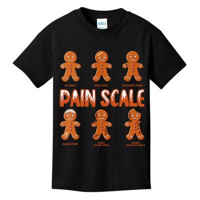 Pain Scale Christmas Nurse Gingerbread Man Pain Assessment Kids T-Shirt