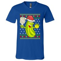 Pickleball Santa Claus Ugly Christmas Pattern Cool Gift V-Neck T-Shirt