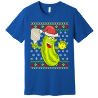 Pickleball Santa Claus Ugly Christmas Pattern Cool Gift Premium T-Shirt