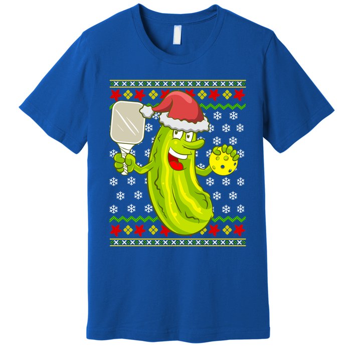 Pickleball Santa Claus Ugly Christmas Pattern Cool Gift Premium T-Shirt