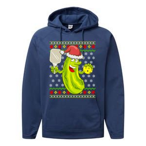 Pickleball Santa Claus Ugly Christmas Pattern Cool Gift Performance Fleece Hoodie