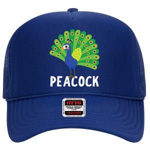 Peacock Shirts Cute Peacock Gift High Crown Mesh Back Trucker Hat