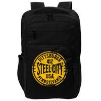 Pittsburgh Sl City Pennsylvania 412 Home Vintage Impact Tech Backpack