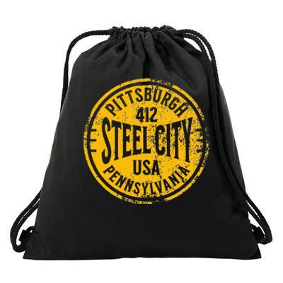 Pittsburgh Sl City Pennsylvania 412 Home Vintage Drawstring Bag