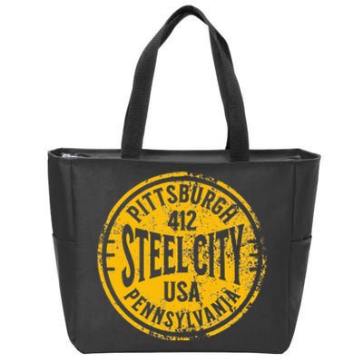 Pittsburgh Sl City Pennsylvania 412 Home Vintage Zip Tote Bag