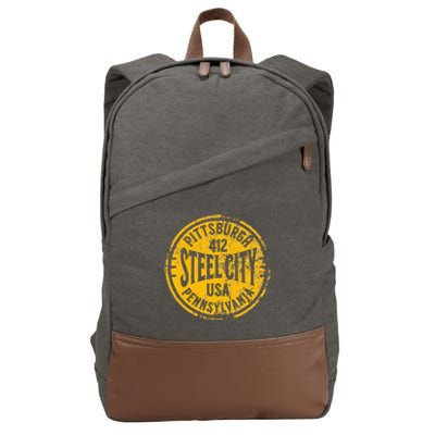 Pittsburgh Sl City Pennsylvania 412 Home Vintage Cotton Canvas Backpack