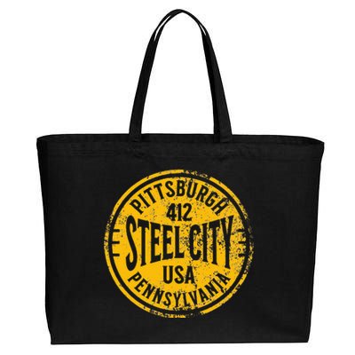 Pittsburgh Sl City Pennsylvania 412 Home Vintage Cotton Canvas Jumbo Tote