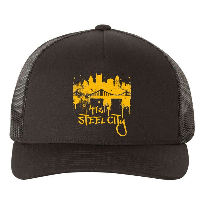 Pittsburgh Steel City Skyline Yupoong Adult 5-Panel Trucker Hat