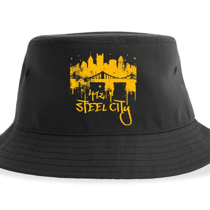 Pittsburgh Steel City Skyline Sustainable Bucket Hat